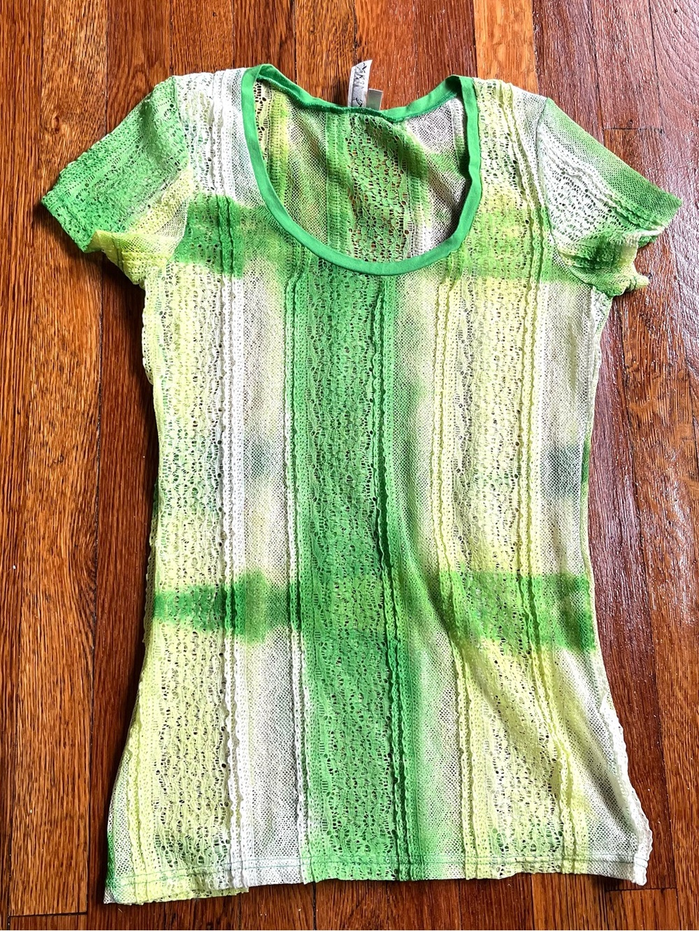 Y2k grunge green mesh rave top